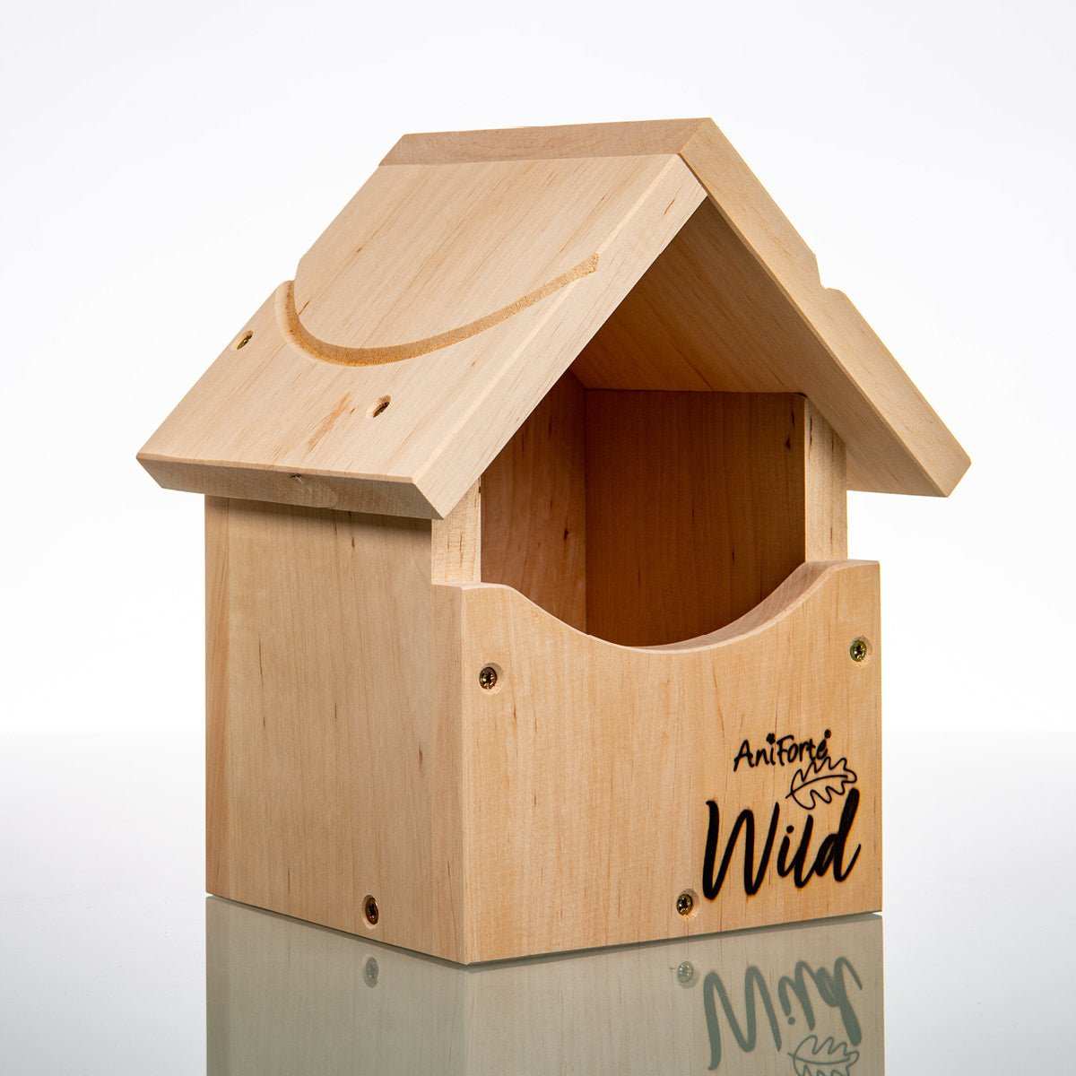 Nistkasten für Rotkehlchen aus Holz, ideal für Halbhöhlenbrüter, witterungsbeständig und nachhaltig.