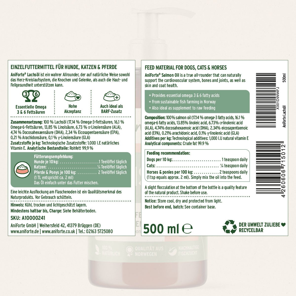 BARF - Öl Set mit Leinöl & Lachsöl - AniForte