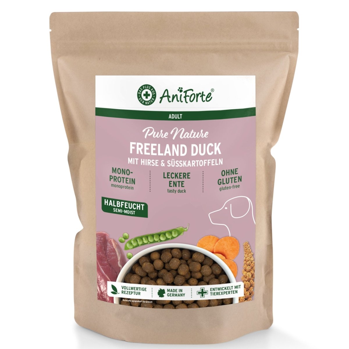 Halbfeuchtes Trockenfutter Freeland Duck – Leckere Ente - AniForte