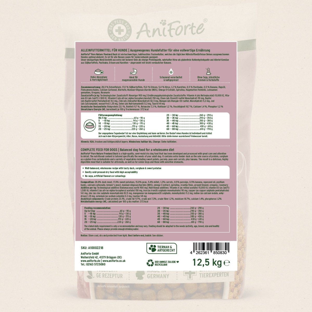 Halbfeuchtes Trockenfutter Freeland Duck – Leckere Ente - AniForte