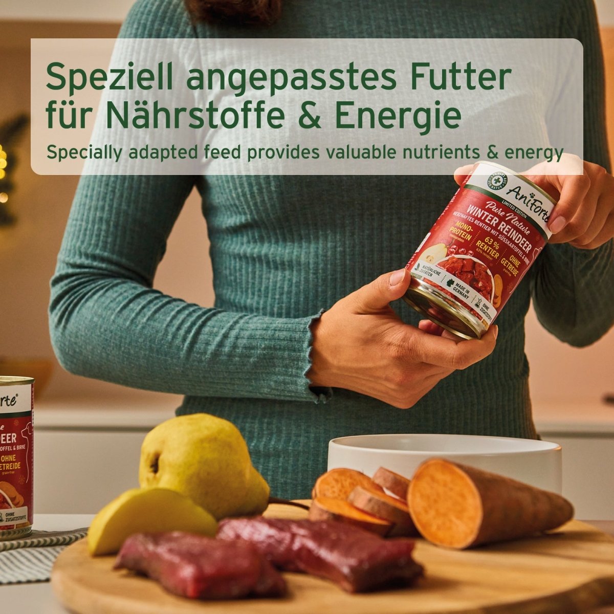 Nassfutter Winter Reindeer „Rentier mit Süßkartoffel, Birne & Hagebutte“ - AniForte