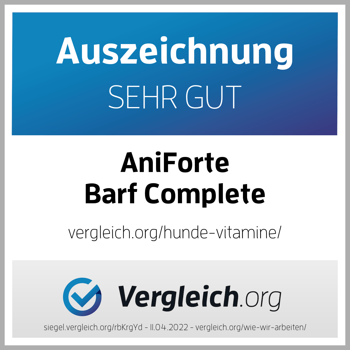 Barf Complete Produkt mit Auszeichnung Sehr gut - AniForte