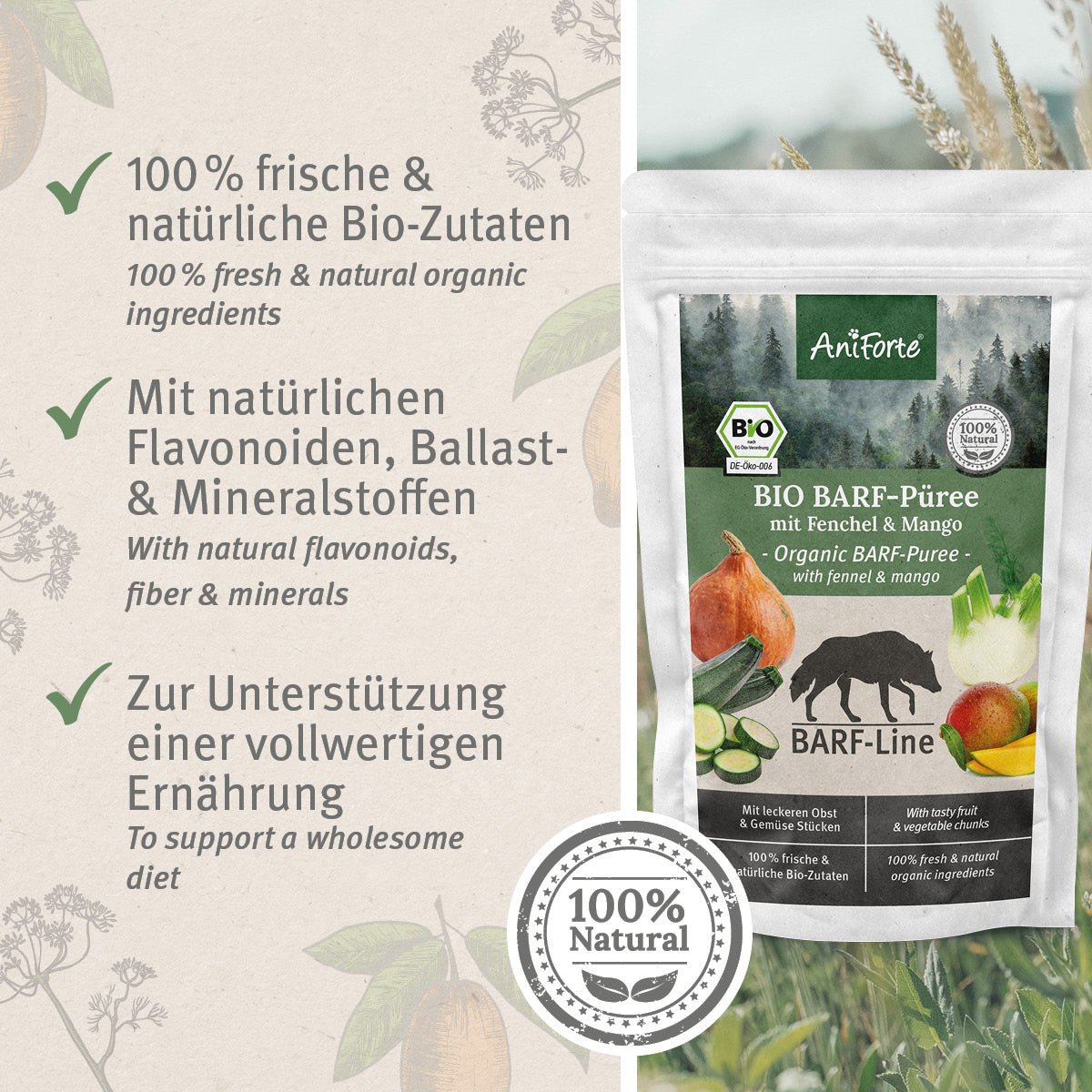 BIO BARF-Püree – "Fenchel & Mango" - AniForte