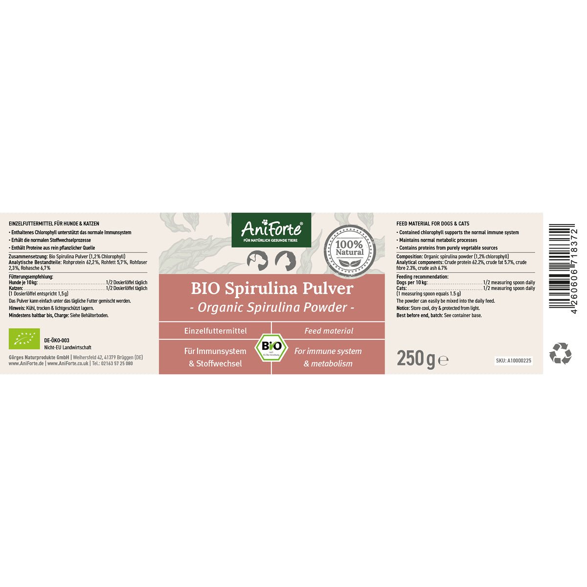 Bio Spirulina Pulver - AniForte