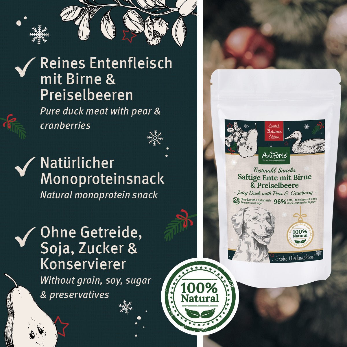 Festmahl-Snacks - Saftige Ente mit Birne & Preiselbeere - AniForte
