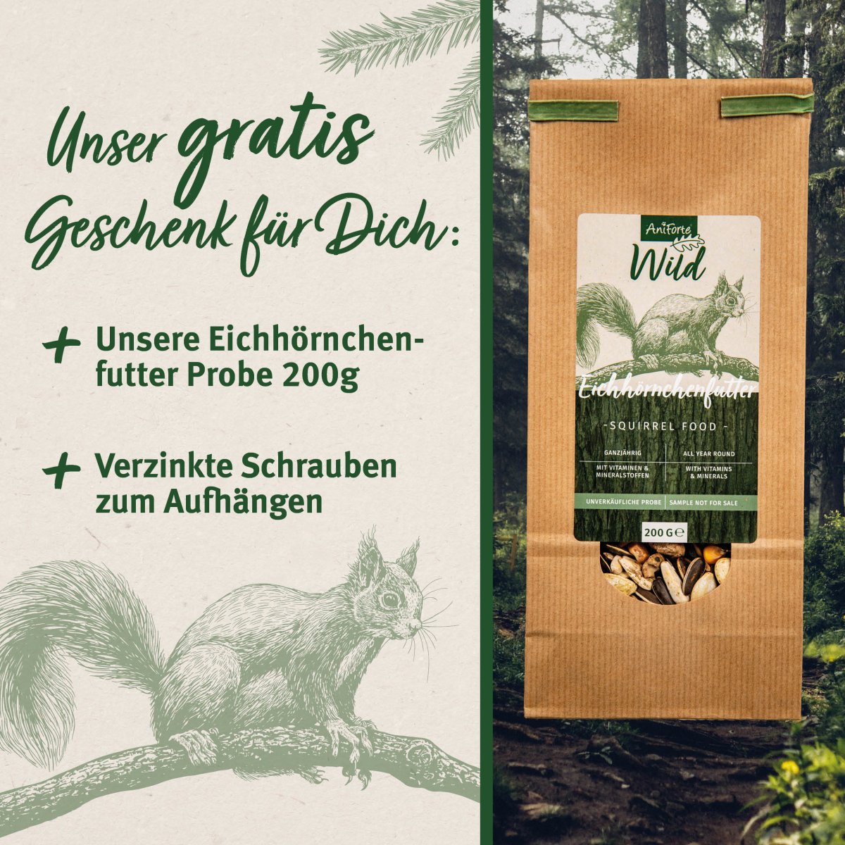 Futterhaus für Eichhörnchen + 200 g Futter - AniForte