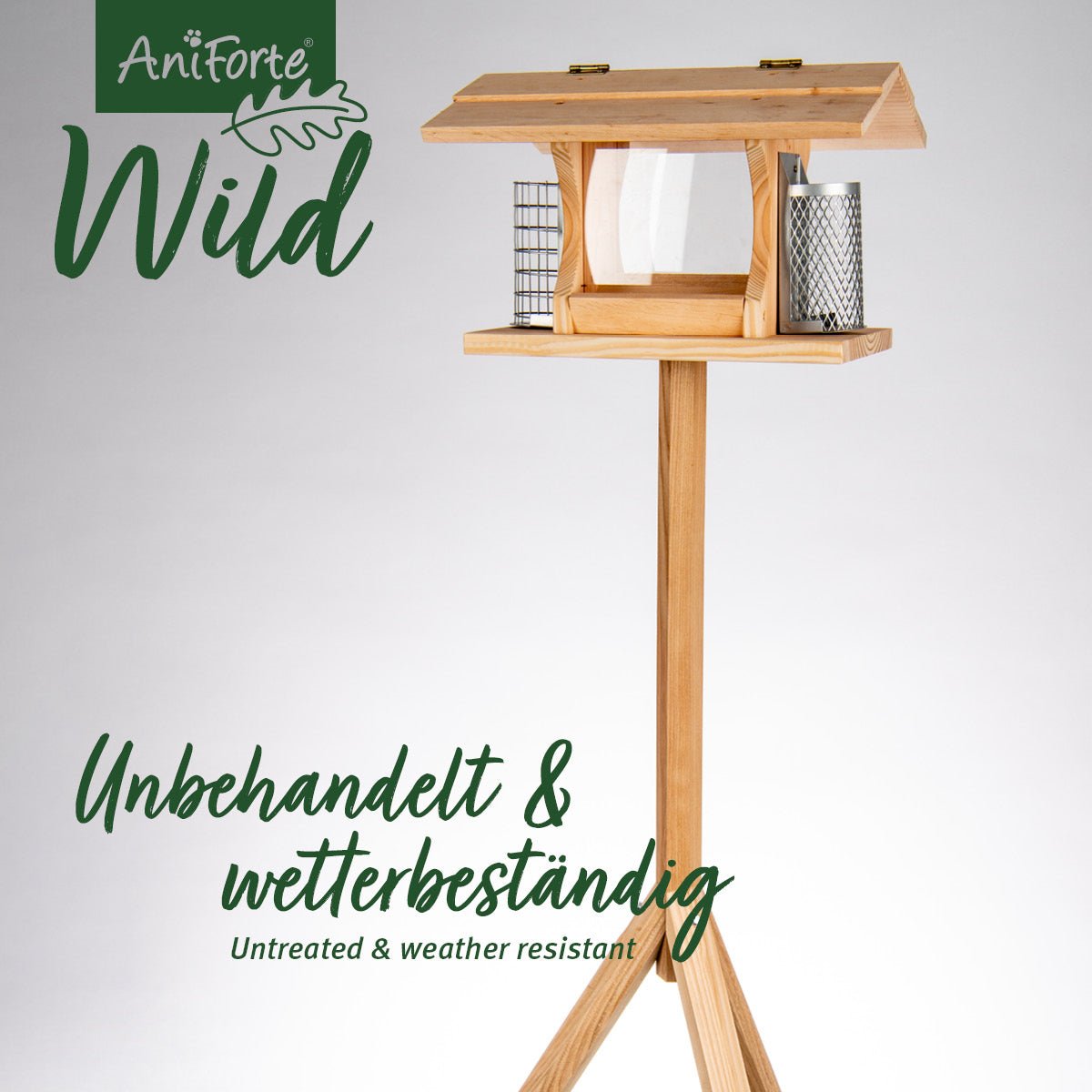 Futterhaus mit Standfuß für Wildvögel + 200 g Futter - AniForte