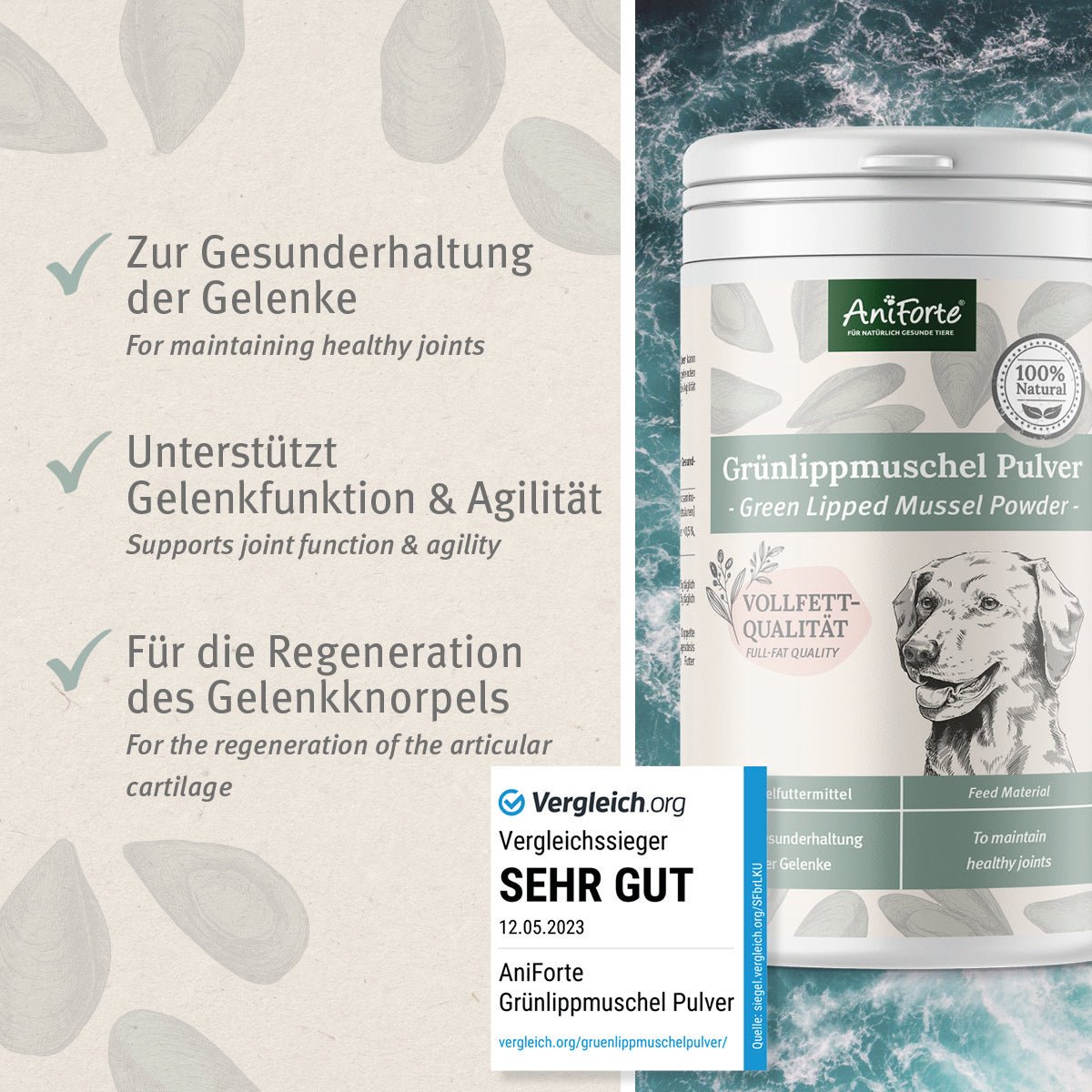 Grünlippmuschel Pulver Pferd Hund Katze bestellen - GAGs Naturprodukt