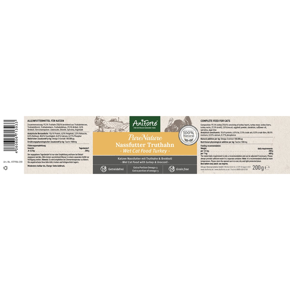 Nassfutter Truthahn – 6x200g Aktionspaket - AniForte