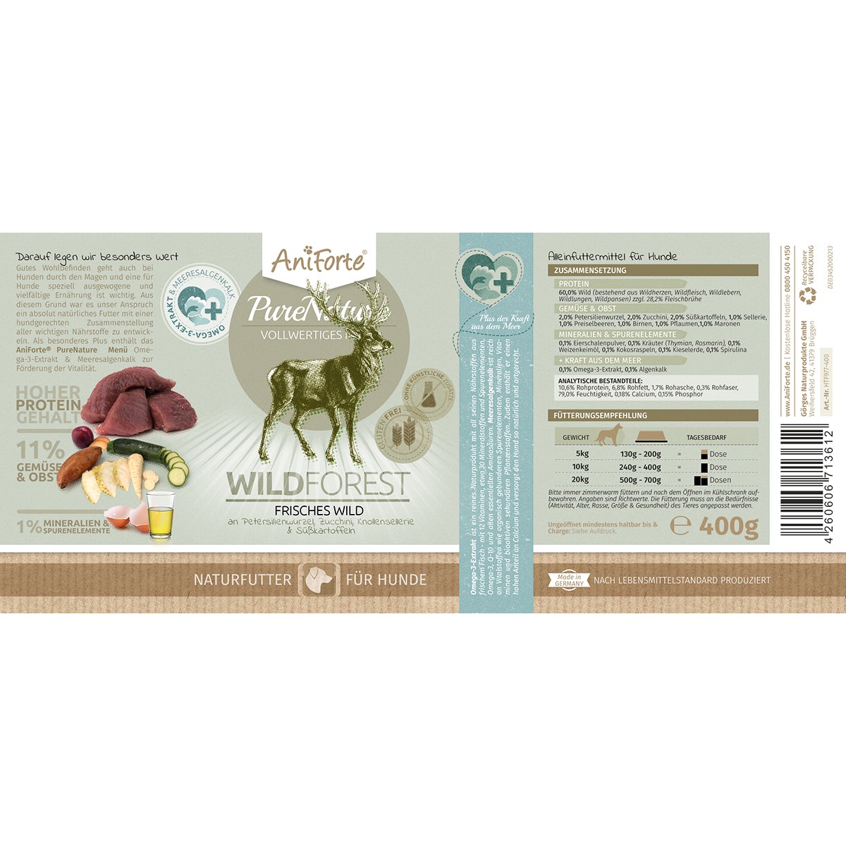 Nassfutter WildForest – "Wild mit Zucchini" - AniForte